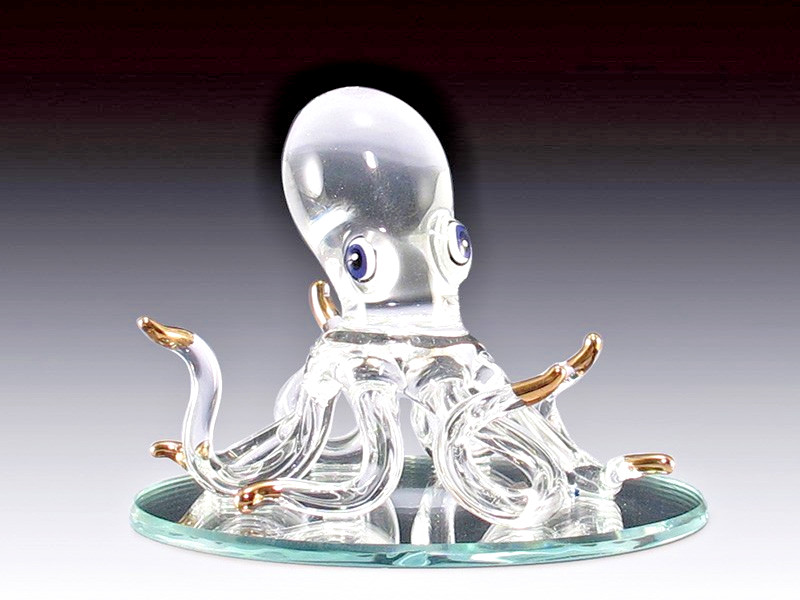 Octopus hand crafted art glass sea life figurine