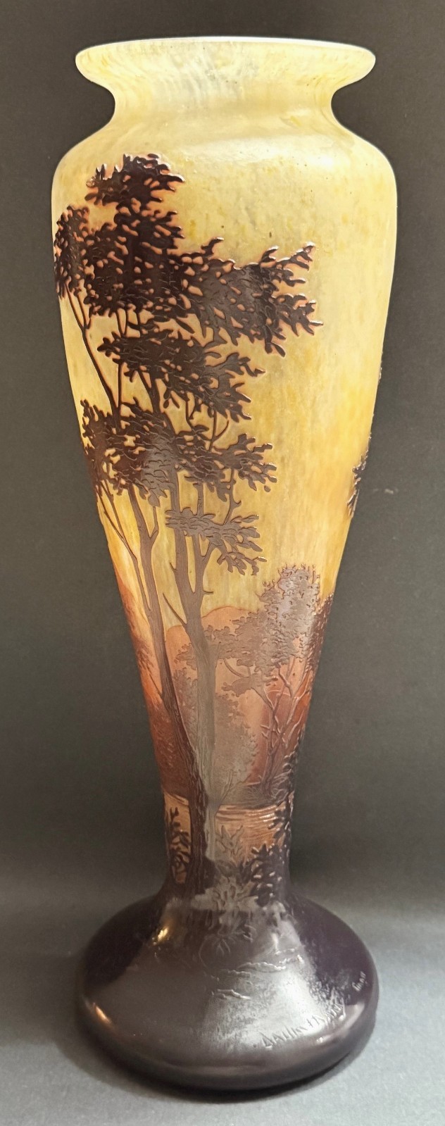 Antique c1910 Original Large 18” Art Nouveau Daum Nancy Cameo Glass Vase