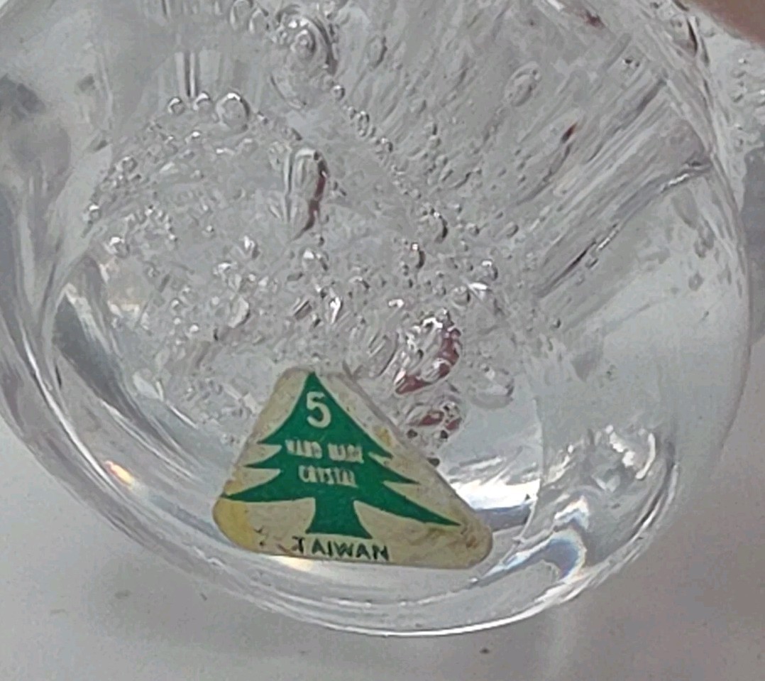 Vintage Art Glass Crystal Teardrop Paperweight Bubbles handmade SEE NOTE