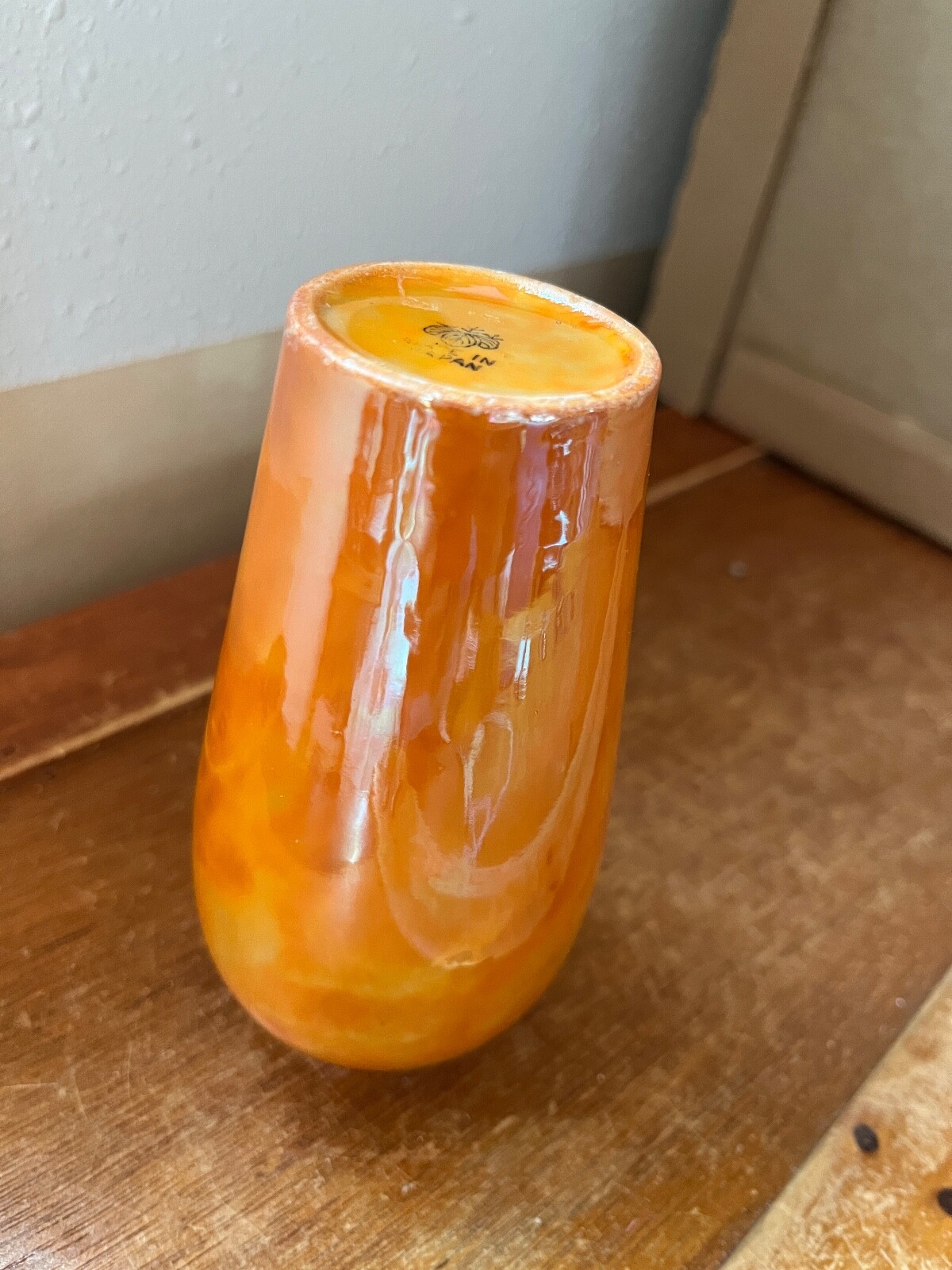 Vintage Made in Japan Marked Small Yummy Orange Luster Porcelain Vase – 4.75 in