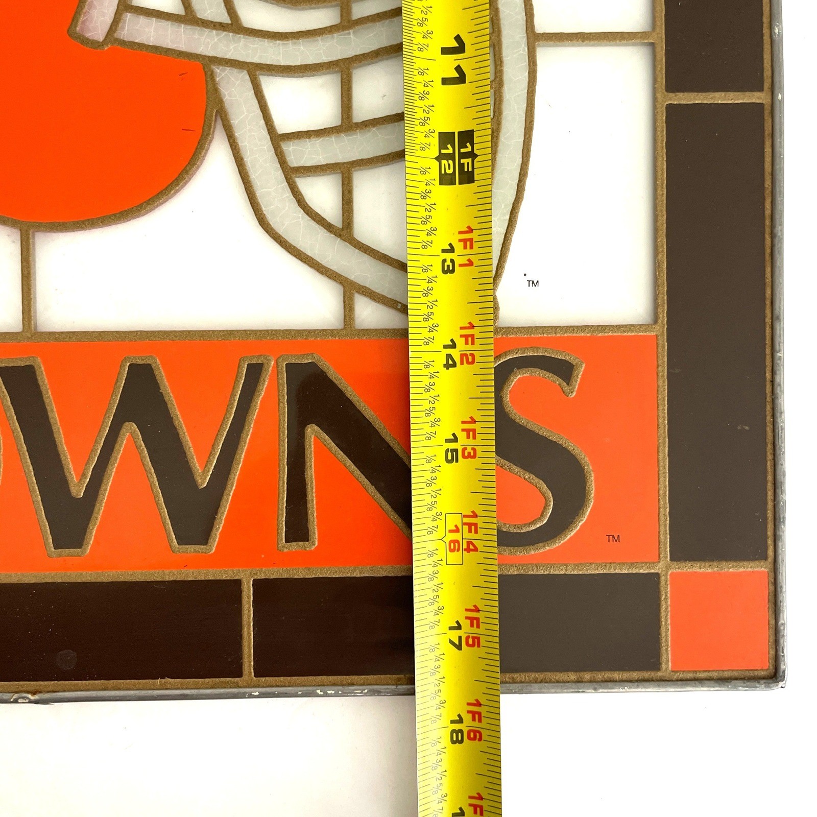 Vintage Cleveland Browns Stained Glass Suncatcher NFL Football Wall Decor 18×16