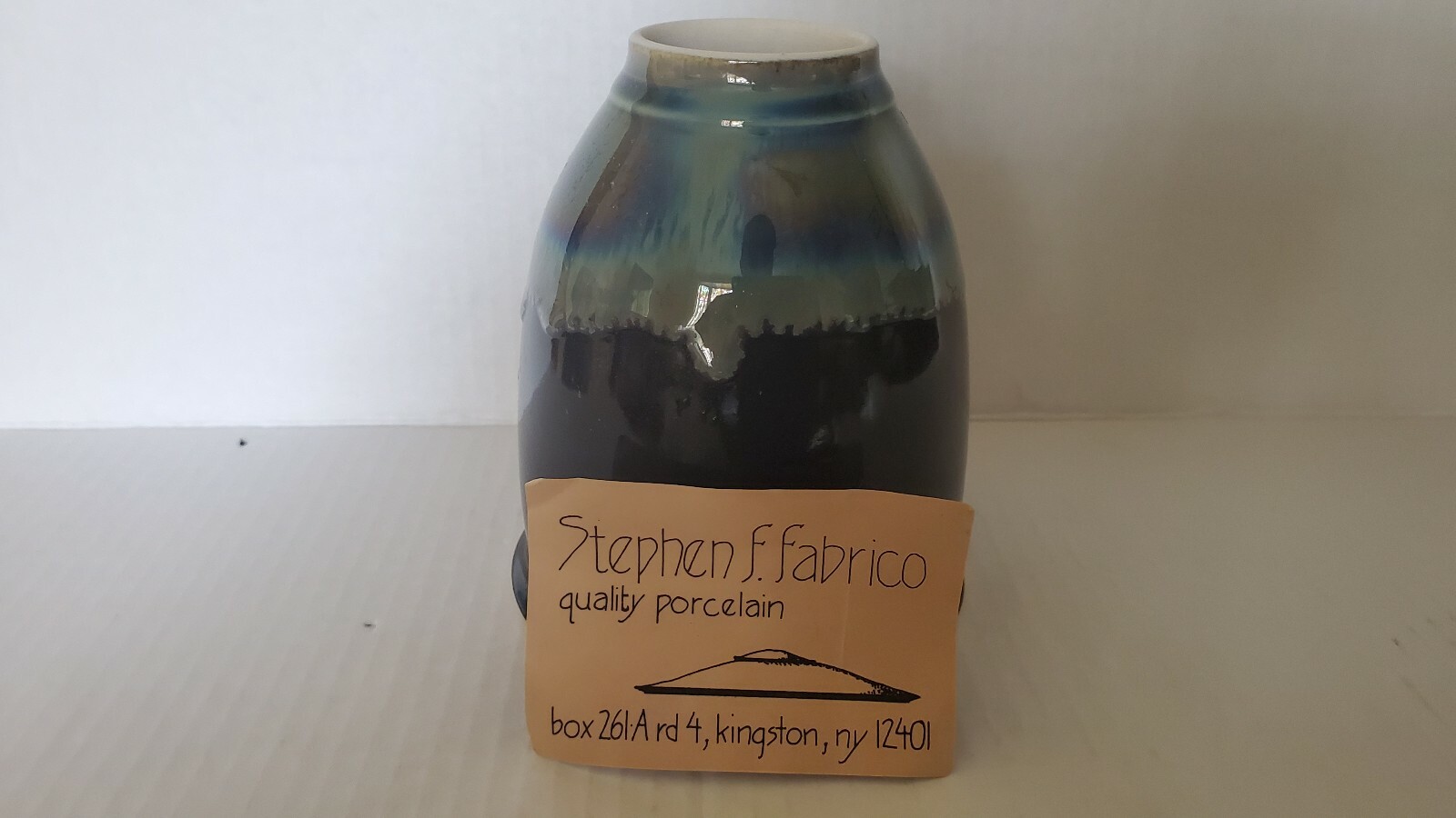 Stephen Fabrico Pottery Vase New York Pottery drip glaze