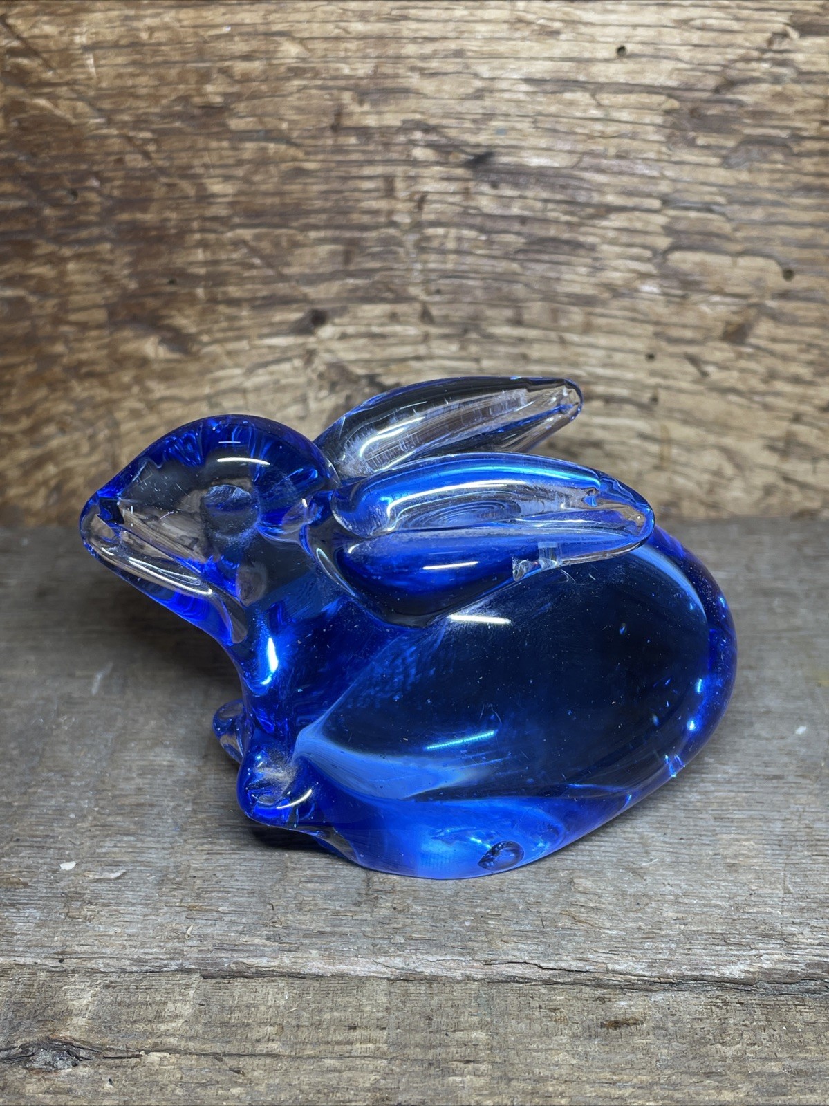 United States Commemorative Fine Art Gallery Blue Rabbit Blown Glass