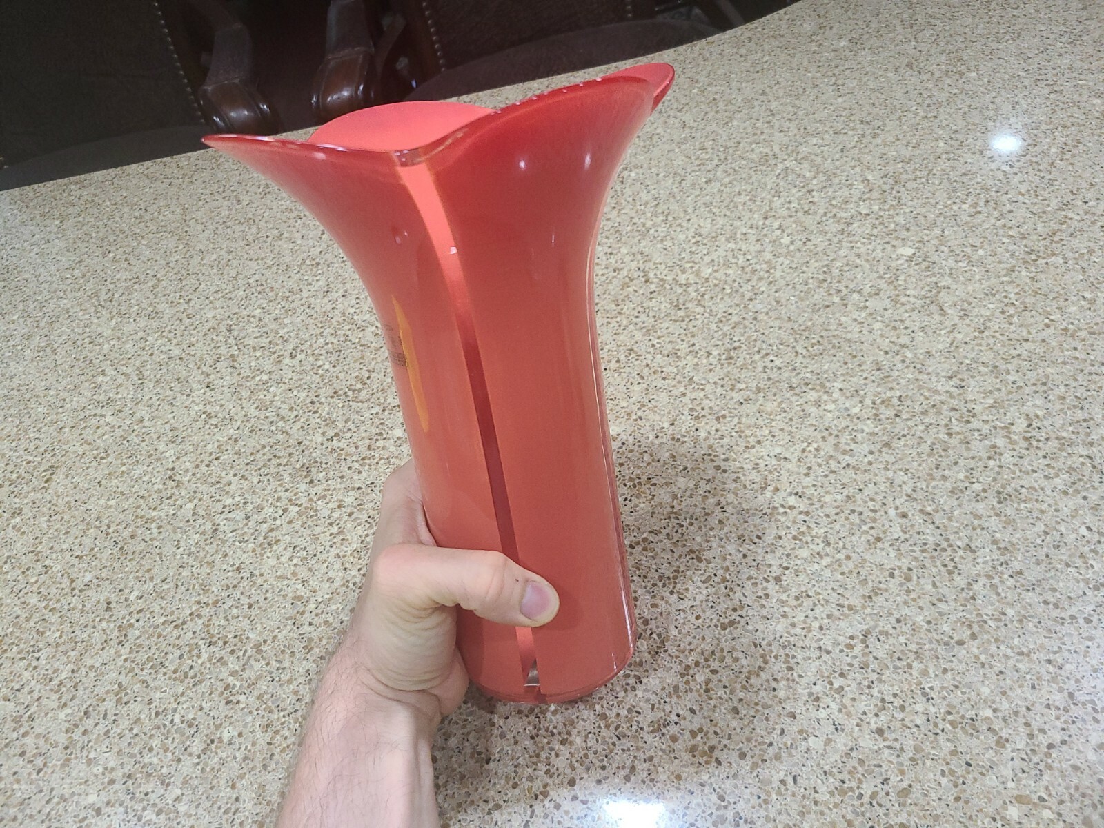 Vintage Murano Vitri Glass Flower Vase Pink – MCM – 10″ Inches