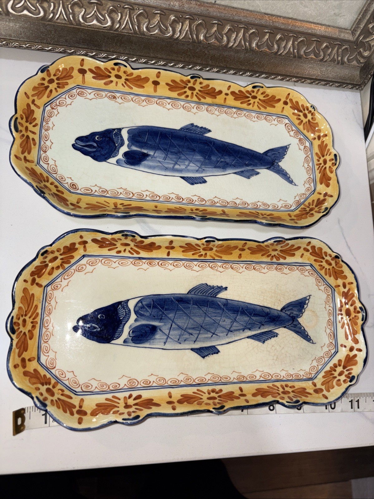 Vintage D. P Delft Dutch Porcelain Fish Dishes/ 2 Piece/ Rare