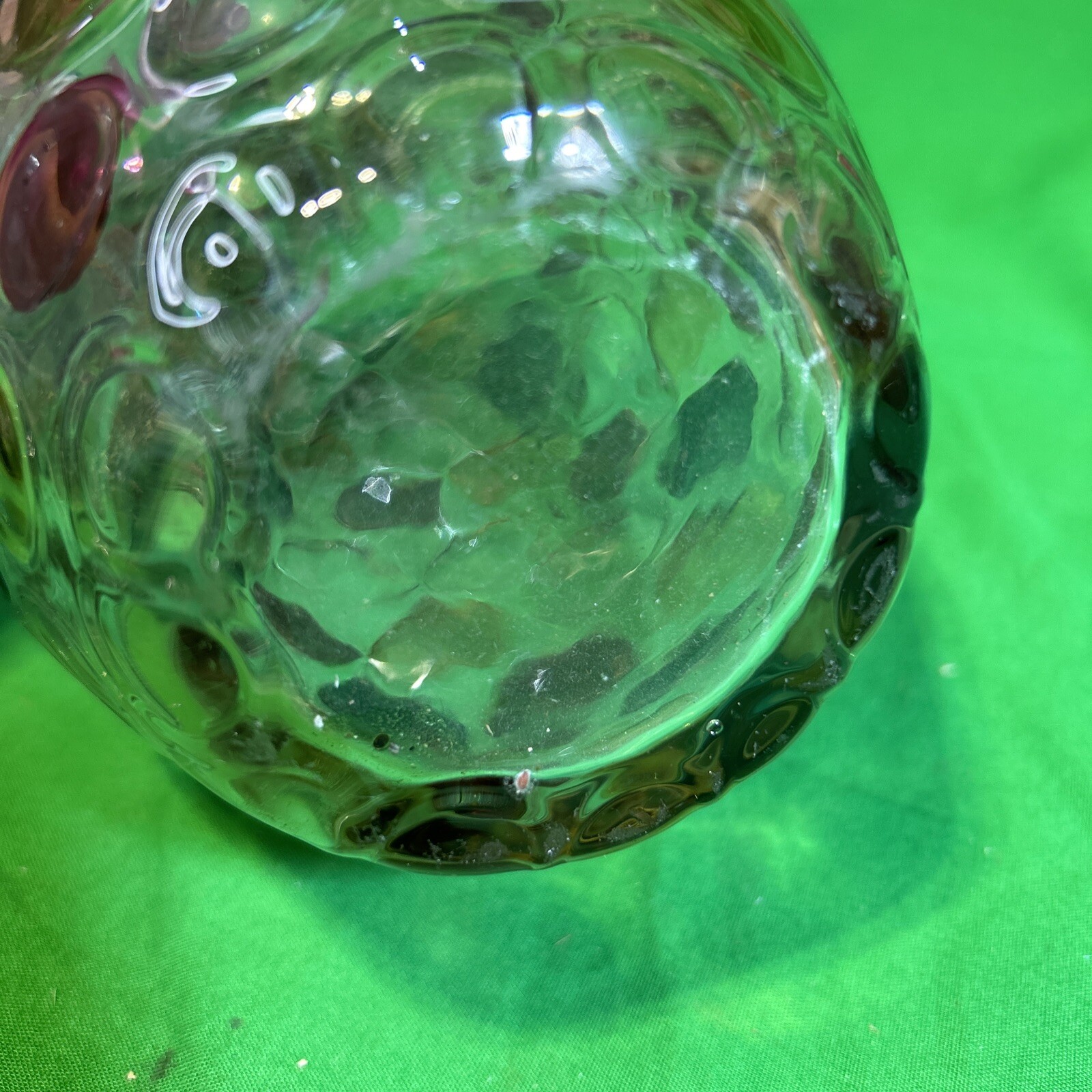 Vintage MCM Vase Clear W/ Polka Dots Mid Century Modern 10” Tall