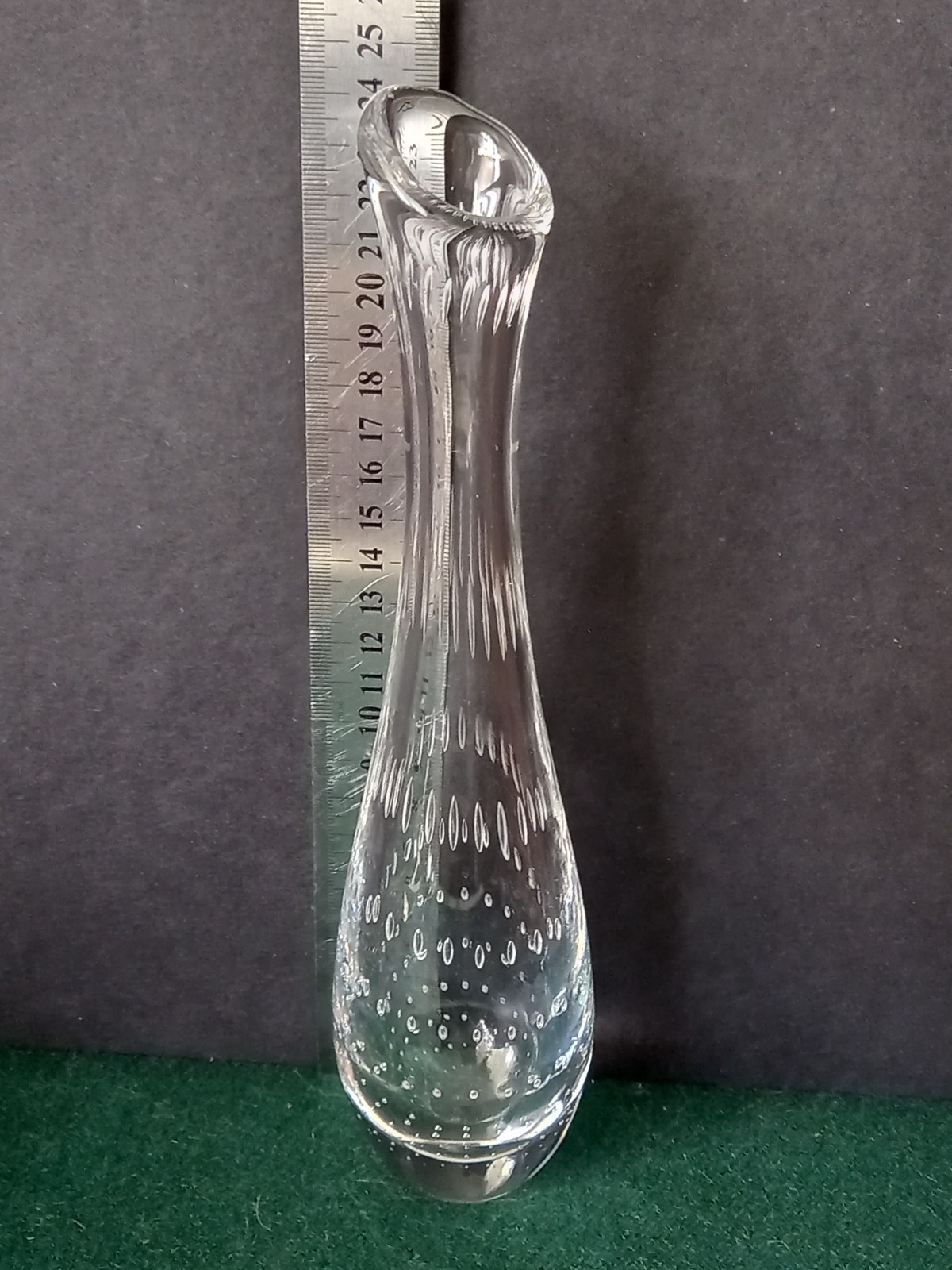 Vintage Vicke Lindstrand art glass vase Kosta Boda Controlled Bubbles 1950s