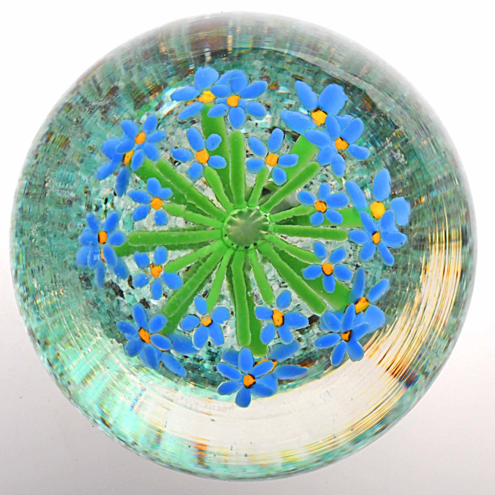 Antique Bohemian Upright Double Layer For-Get –Me-Nots w/23 Lampwork Flowers