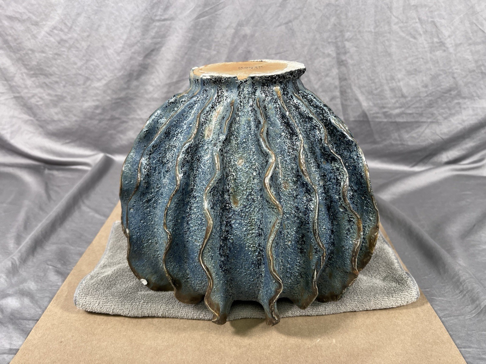 Des Pots Blue Glaze Vintage Netherlands Pottery Coral Style Planter Stonewear