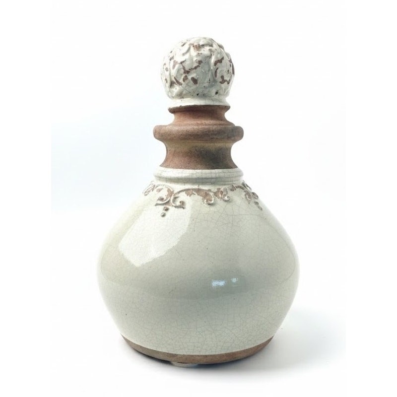 Urn Ginger Jar Canister Large Ornate Heavy Off White Cream Tuscan Italy Vintage