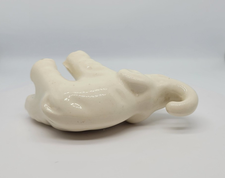 Elephant Figurine Trunk Up Cream White Pottery Ceramic Collectible 2.5 Inch