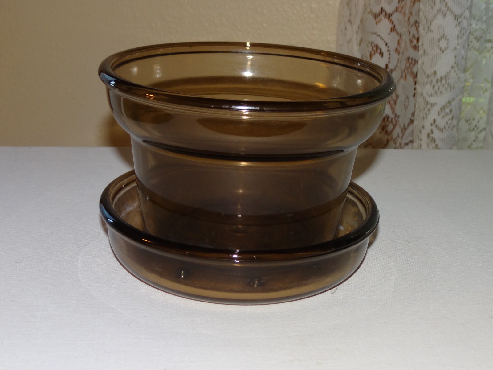 Vintage Corning Ware Visions Plant Helpers Brown Glass Planter saucer tray PH7P
