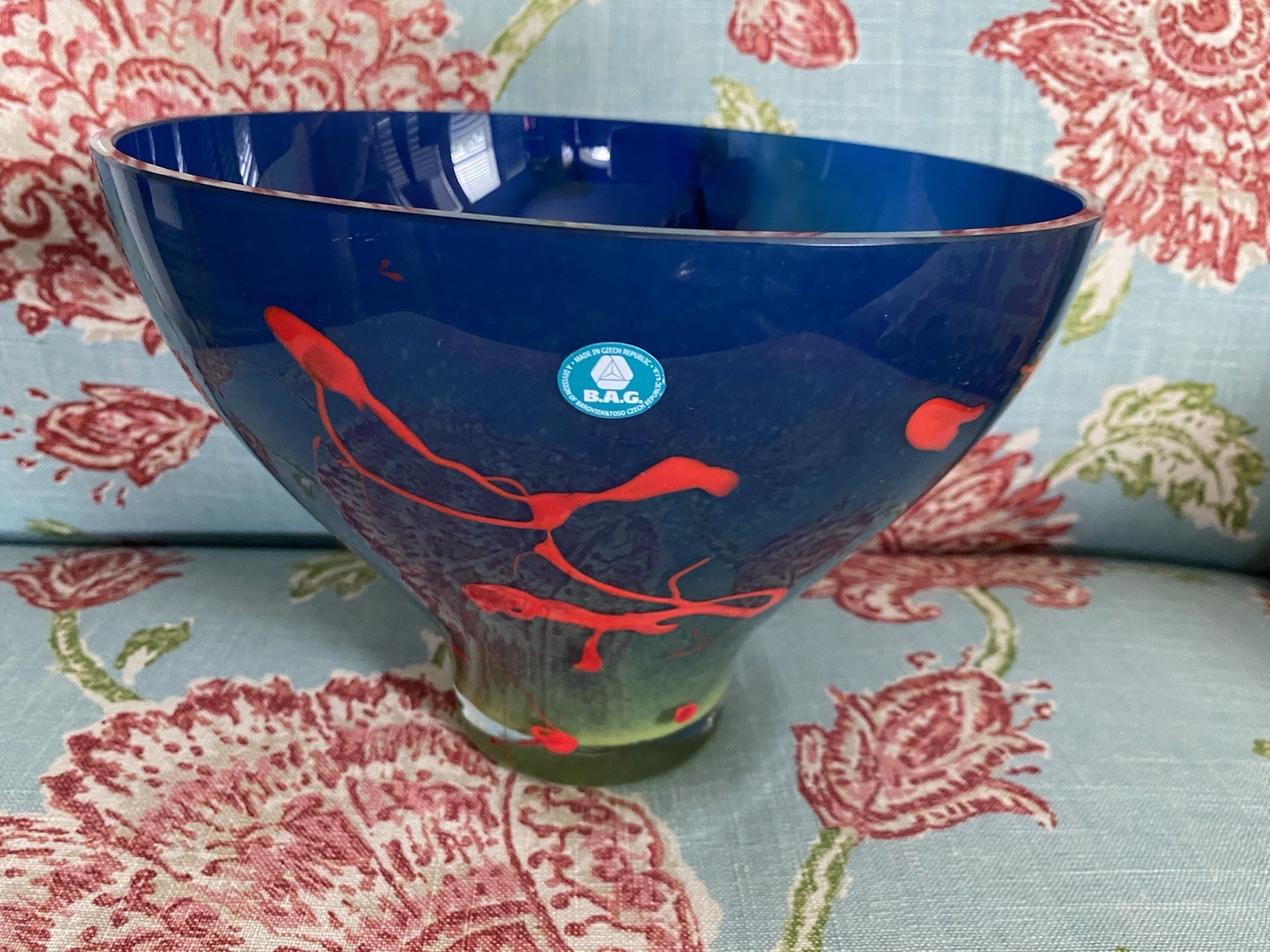 Barovier e Toso (B.A.G.) Czech Republic Murano Glass Vase Bowl w Abstract Design