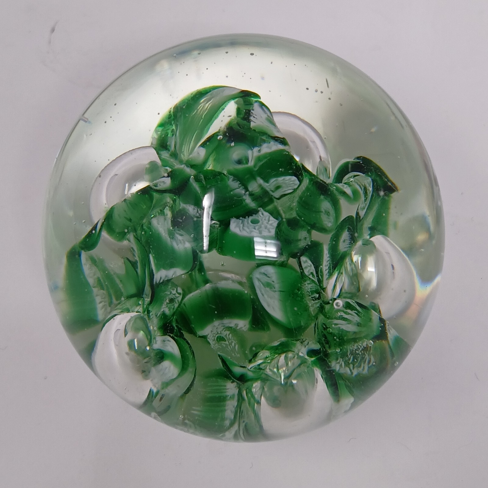 Vintage Art Glass Paperweight Norleans Japan Green Floral