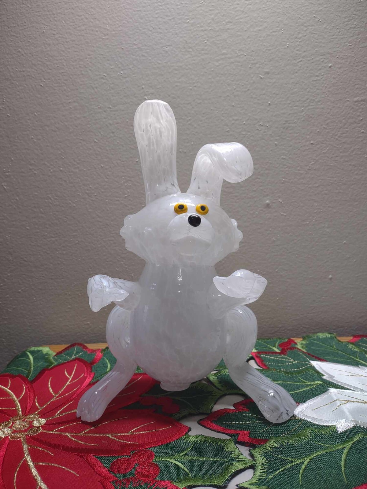Large White/Clear Blown Glass Rabbit/Bunny
