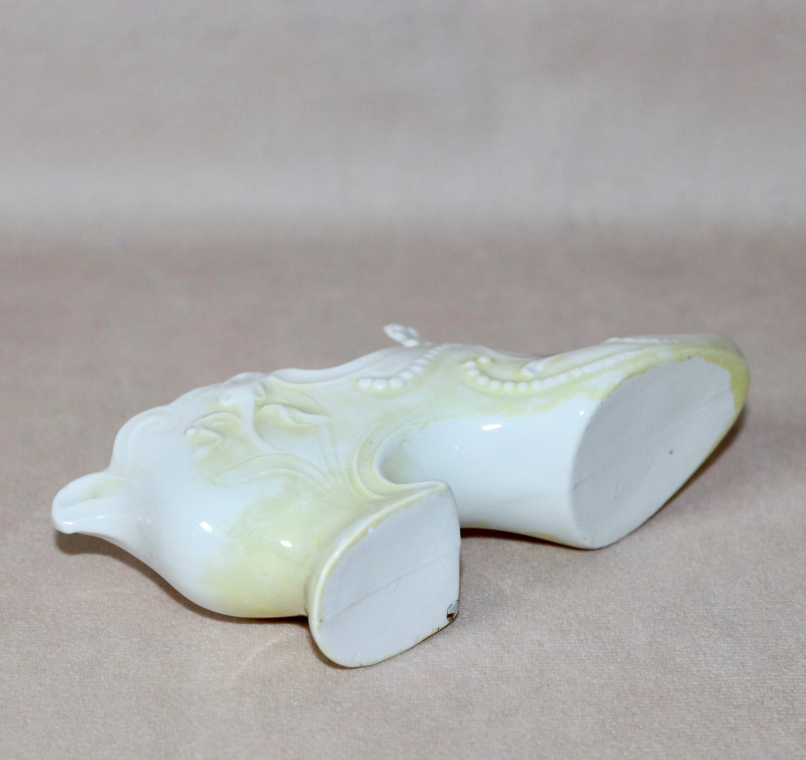 Porcelain Victorian Slipper ~ Yellow & White Floral Design