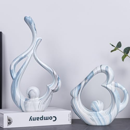 Sculptures Home Decor Ceramic Statue, Blue Sculpture Living Room Blue Marble 4