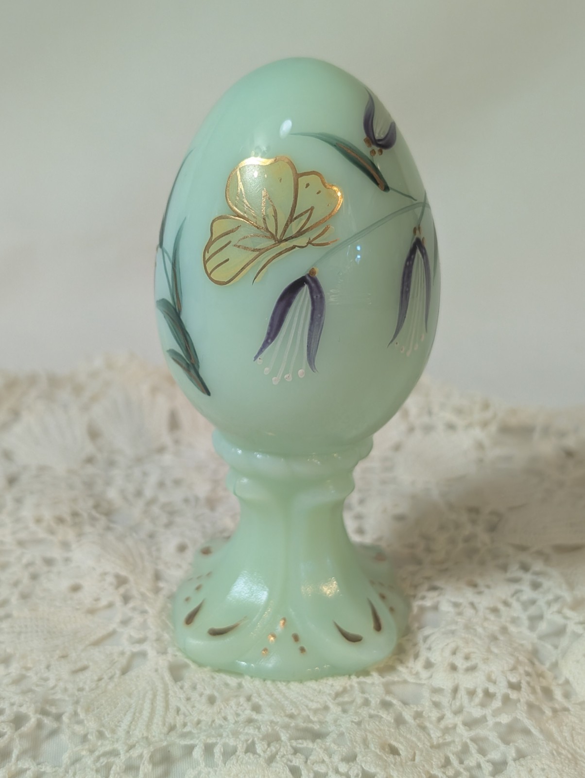 Vintage Fenton Jadeite Glass Egg Limited Edition #949/3000 Signed By D. Robinson