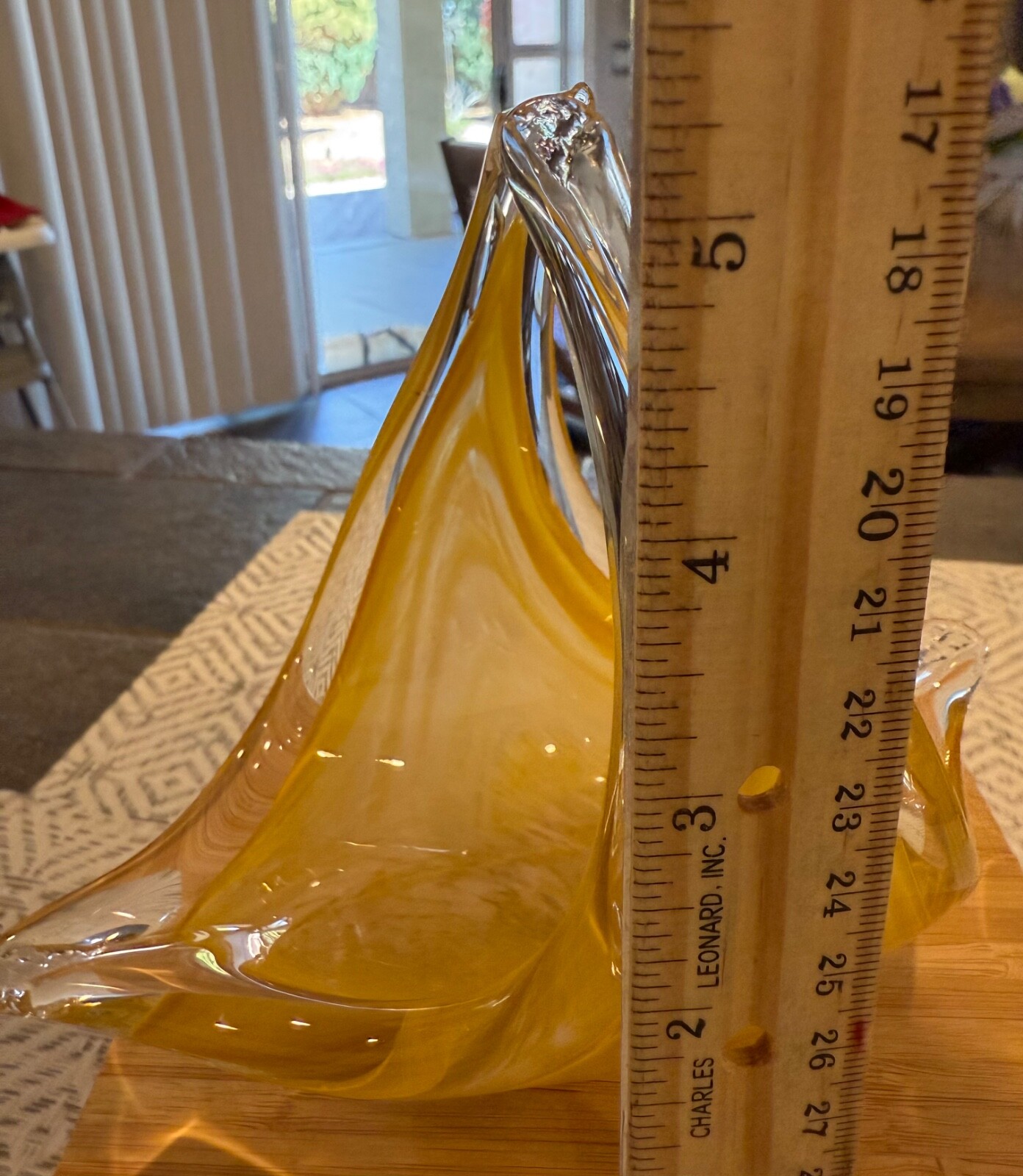 Vintage Yellow Tones Handblown Stretched Glass Basket Candy Dish