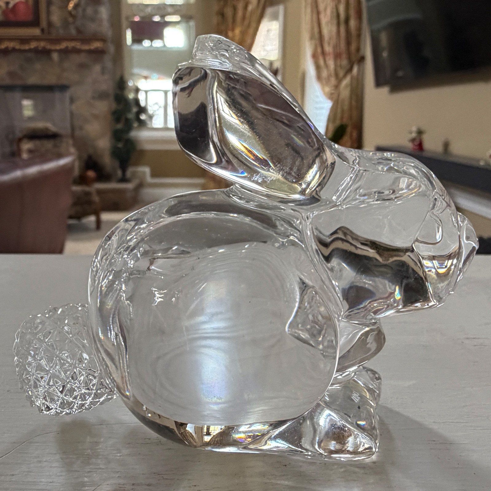 Waterford Crystal Easter BUNNY Rabbit w/ Cottontail Ireland Made Figurine