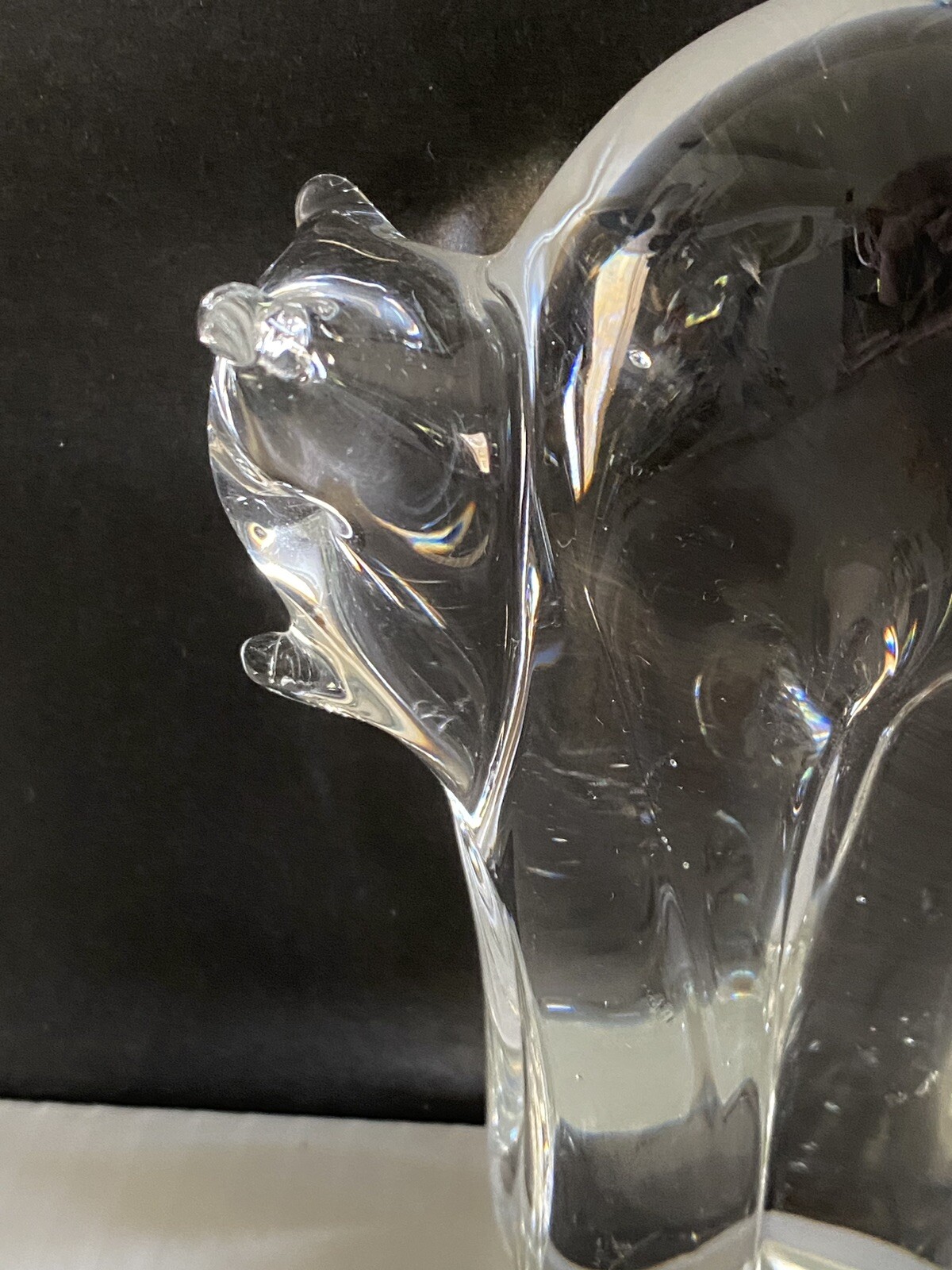 Cat Lead Crystal Figurine John Riekes Chalet Handcrafted Paperweight Vtg Flaw
