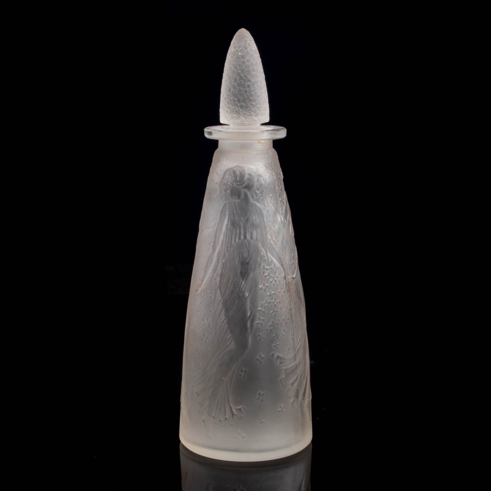 Rene Lalique Poesie D’Orsay Vintage Glass Perfume Bottle Signed c1914 R. Pre-War