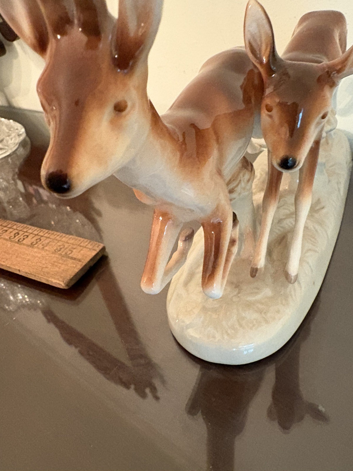 Vintage ROYAL DUX Leaping Deer Figurine, Made in Czechoslovakia, Ear Repaired