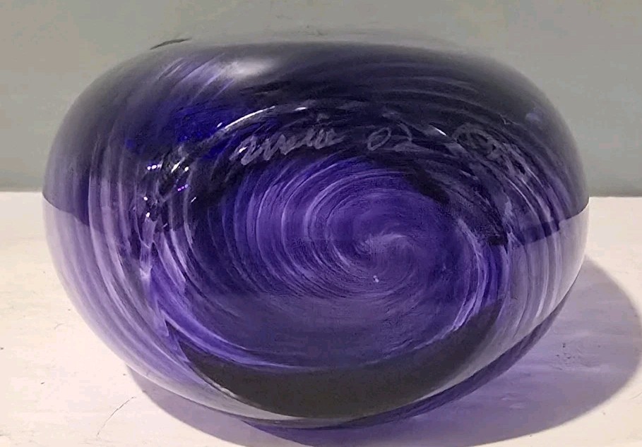 Zellique Studios Art Glass Purple Vase signed Morel 2002 – Joseph Morel