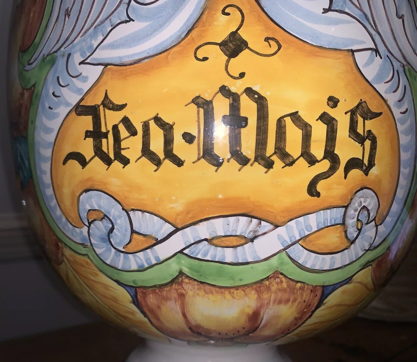 VTG Italy Double Birds Majolica Pottery Jar Vase 15.75”T 9.25”Diam Handpainted