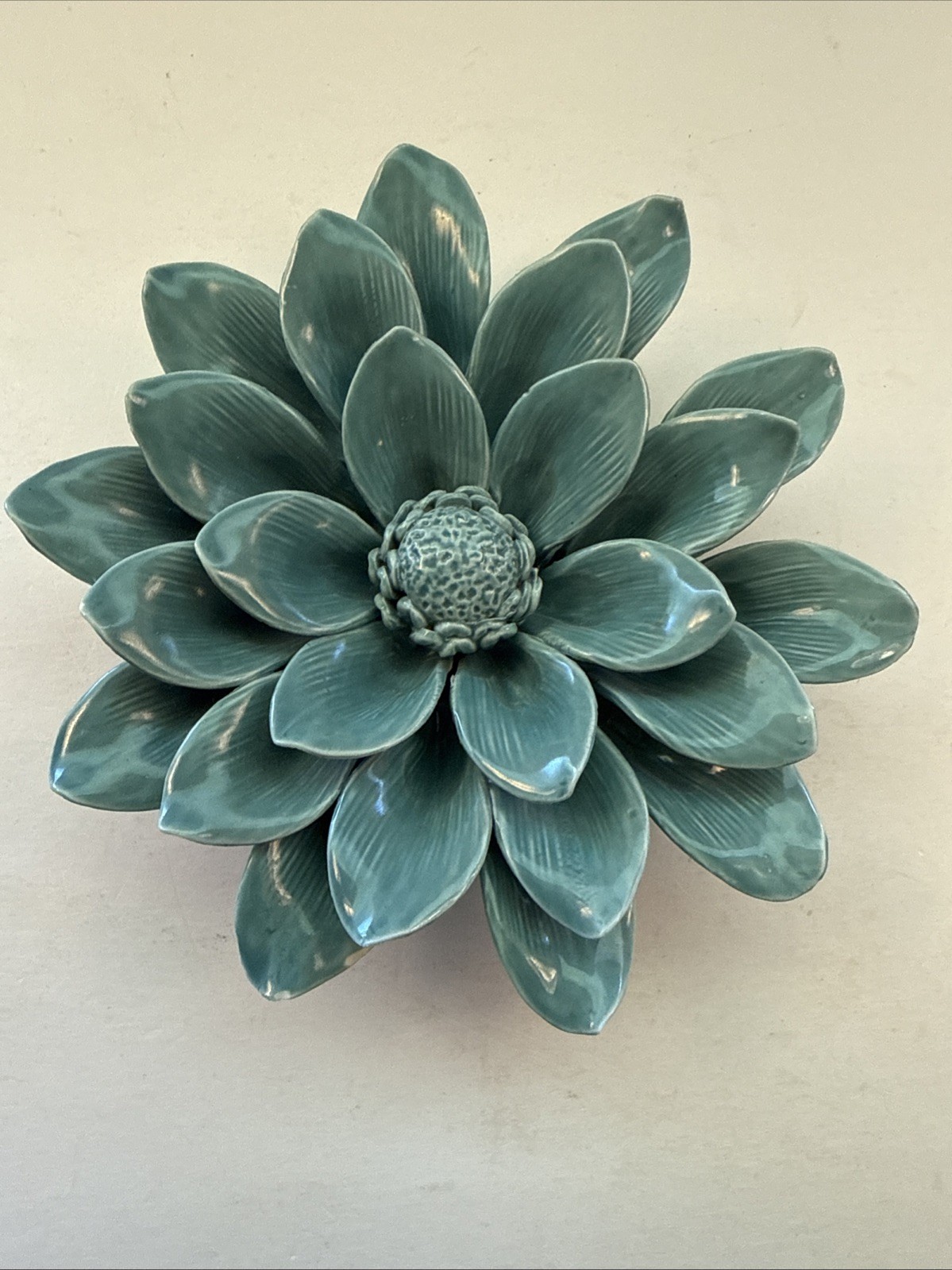 A Stunning Chive Ceramics Dahlia Teal Ceramic Flower Wall Art 8” Very Delicate