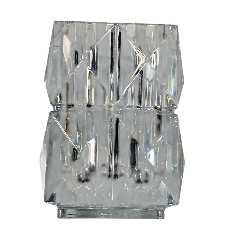 BACCARAT Glass LOUXOR PENCIL CUP Crystal VASE VOTIVE 3.3 x 3.3 x 4.1″ Used JP