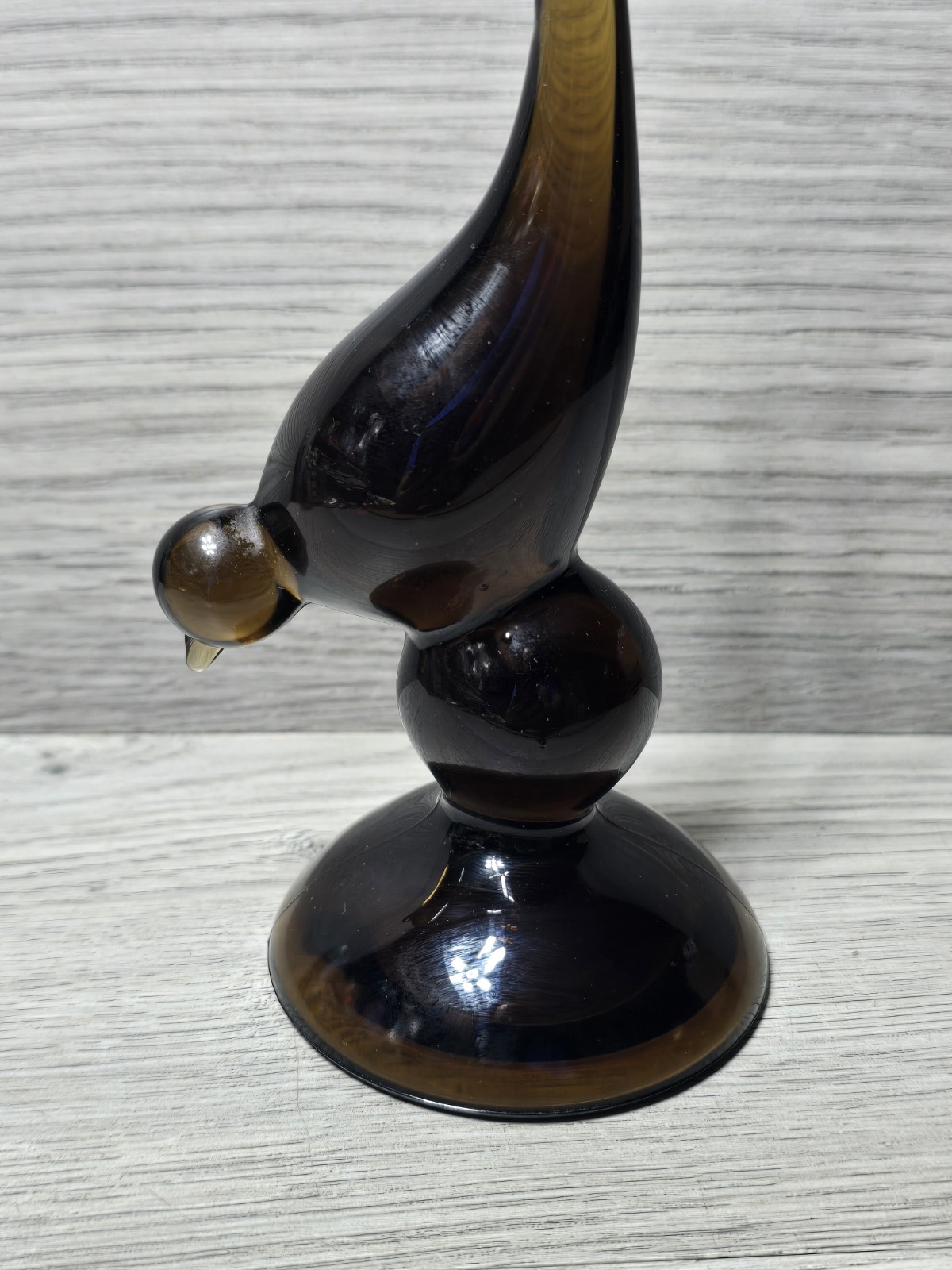 Vintage Viking Glass Epic Long Tail Bird Figurine Brown Root Beer Nutmeg 9.25″
