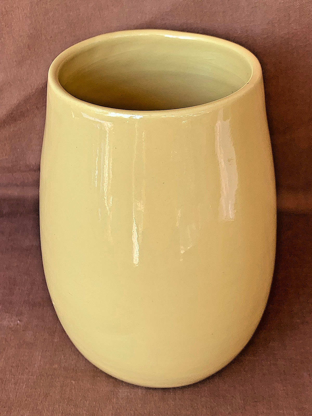 Vintage Bauer Fred Johnson Vase 6″ Sun Yellow Hi Fire Hand Thrown Ex Cond
