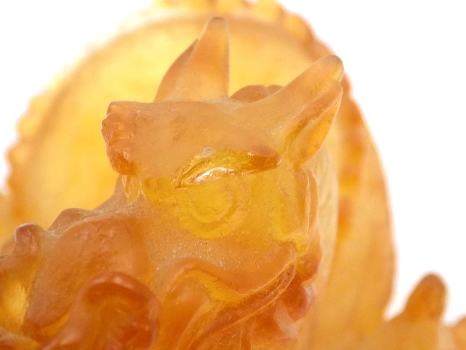 Vintage Daum Crystal Pate De Verre Amber Dragon w/ Box & Paperwork