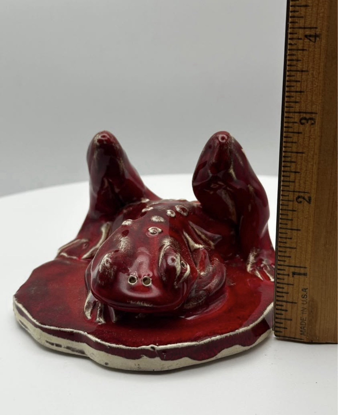 Owens Pottery Red Frog Figurine