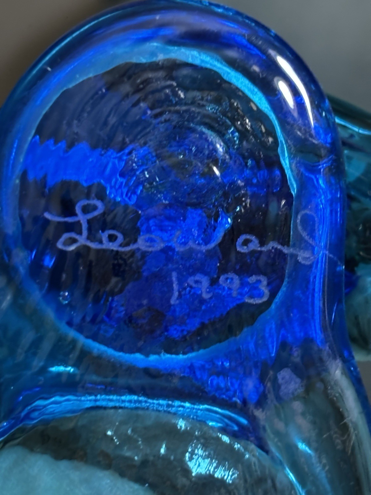 Bluebird Of Happiness 1993 Leo Ward Art Glass Bird Candle Votive Holder VTG