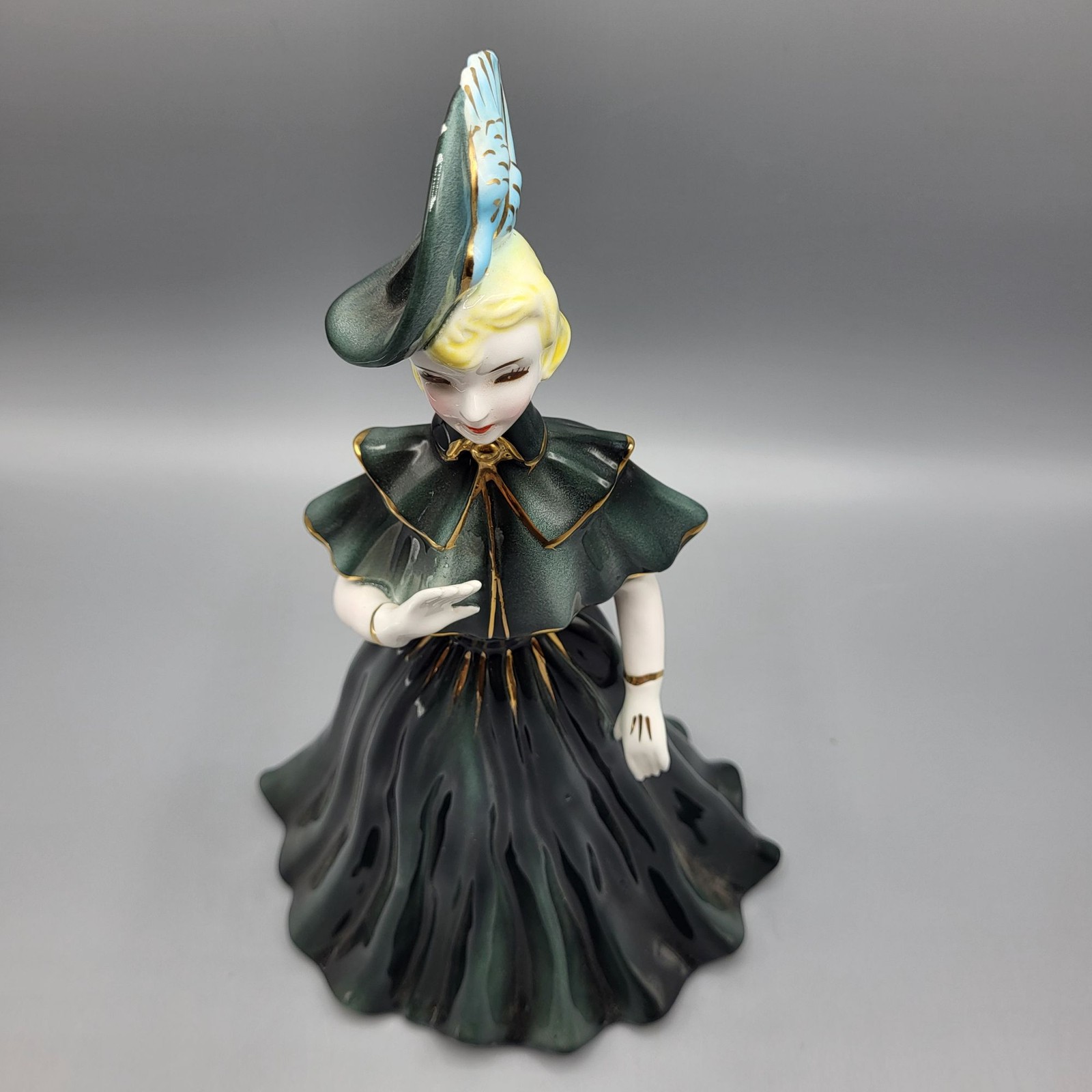 Vintage Norcrest Fine China Figurine Woman In Elegant Dress & Hat *READ*