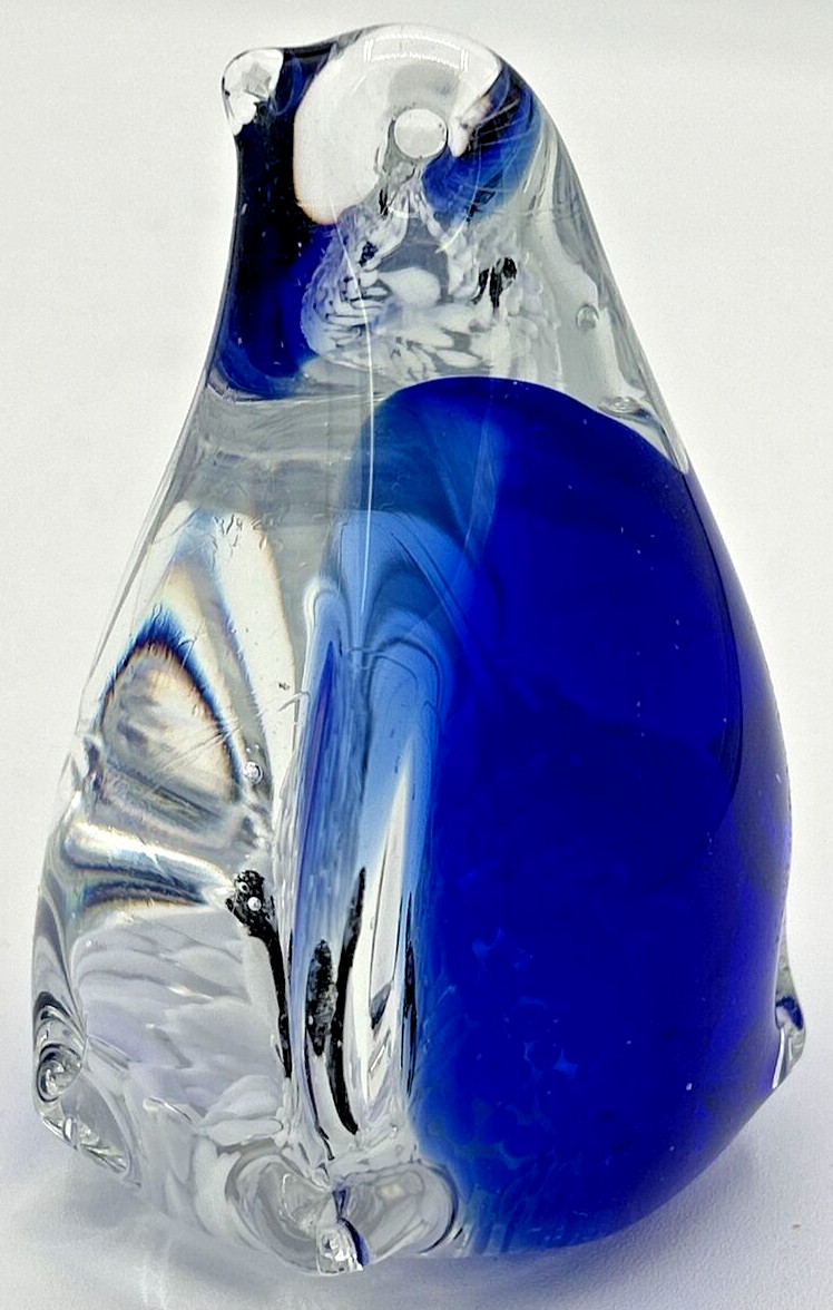 GiftCo Inc. Decorative Art Glass Penguin Snowy Scene Paperweight SKU PB206