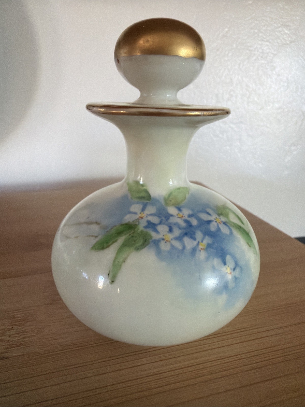 RS Germany Prussia Blue Floral PERFUME BOTTLE w/STOPPER
