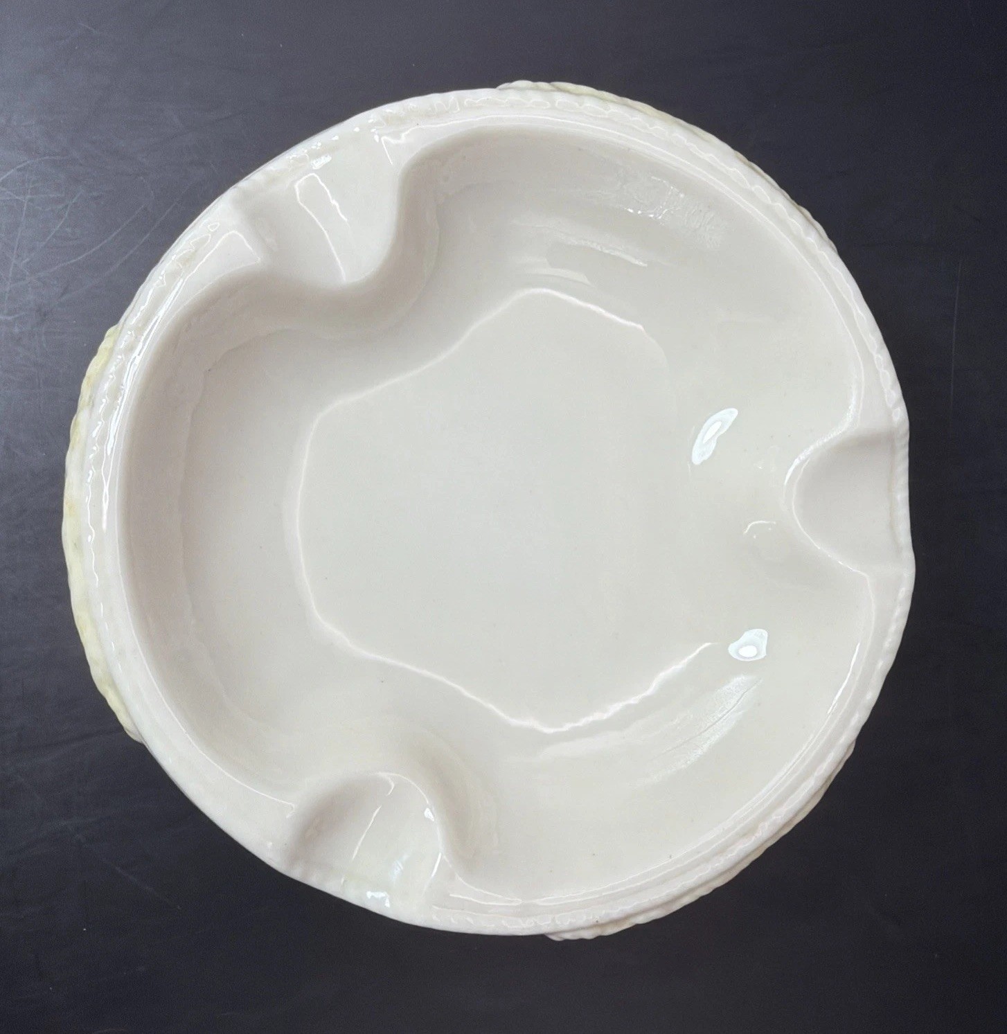 Vintage Belleek Ireland 4” Ashtray With Basketweave Details Green Mark
