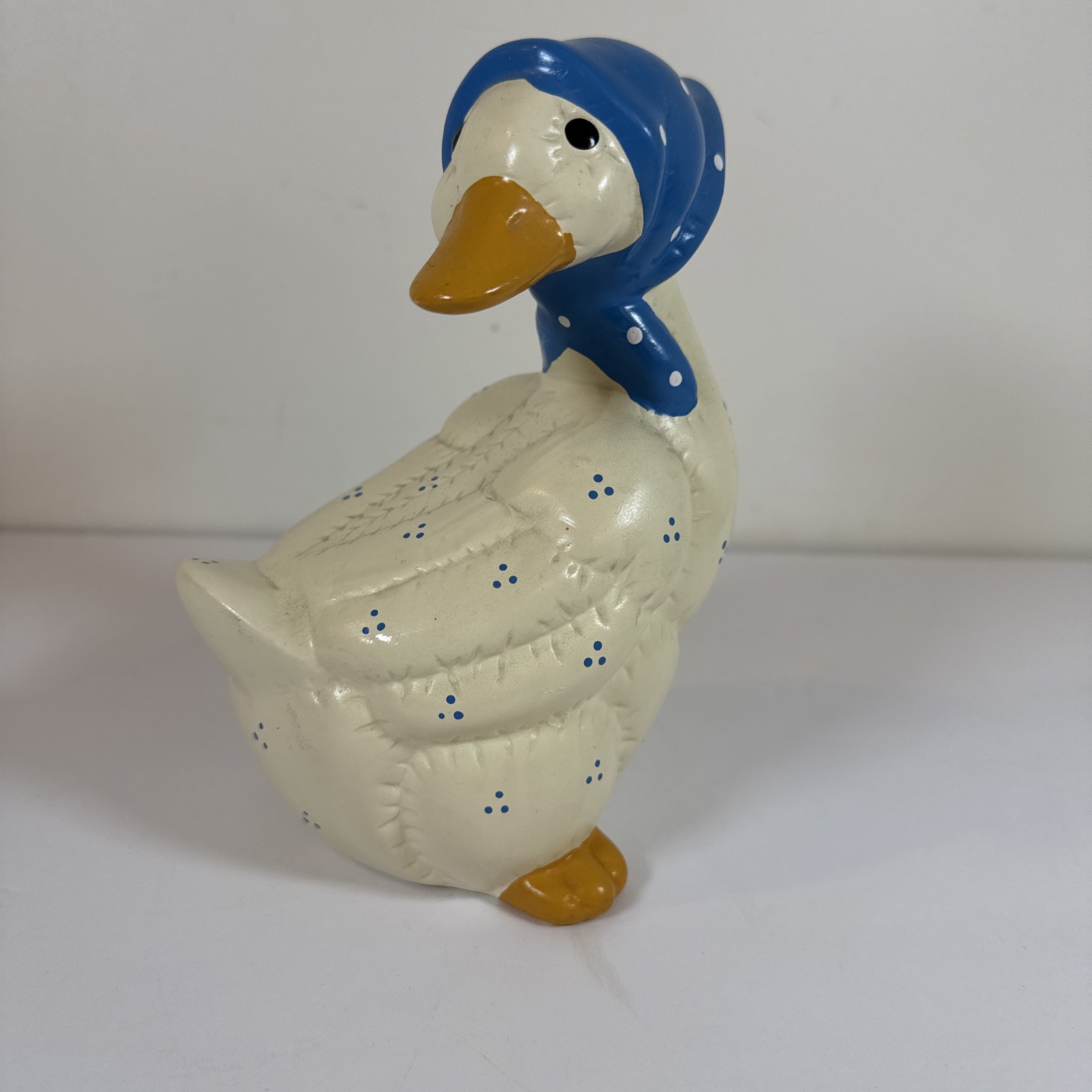 Vintage House of Lloyd Ceramic Goose Blue Polka Dot Scarf “Puffy Duck” 1980’s