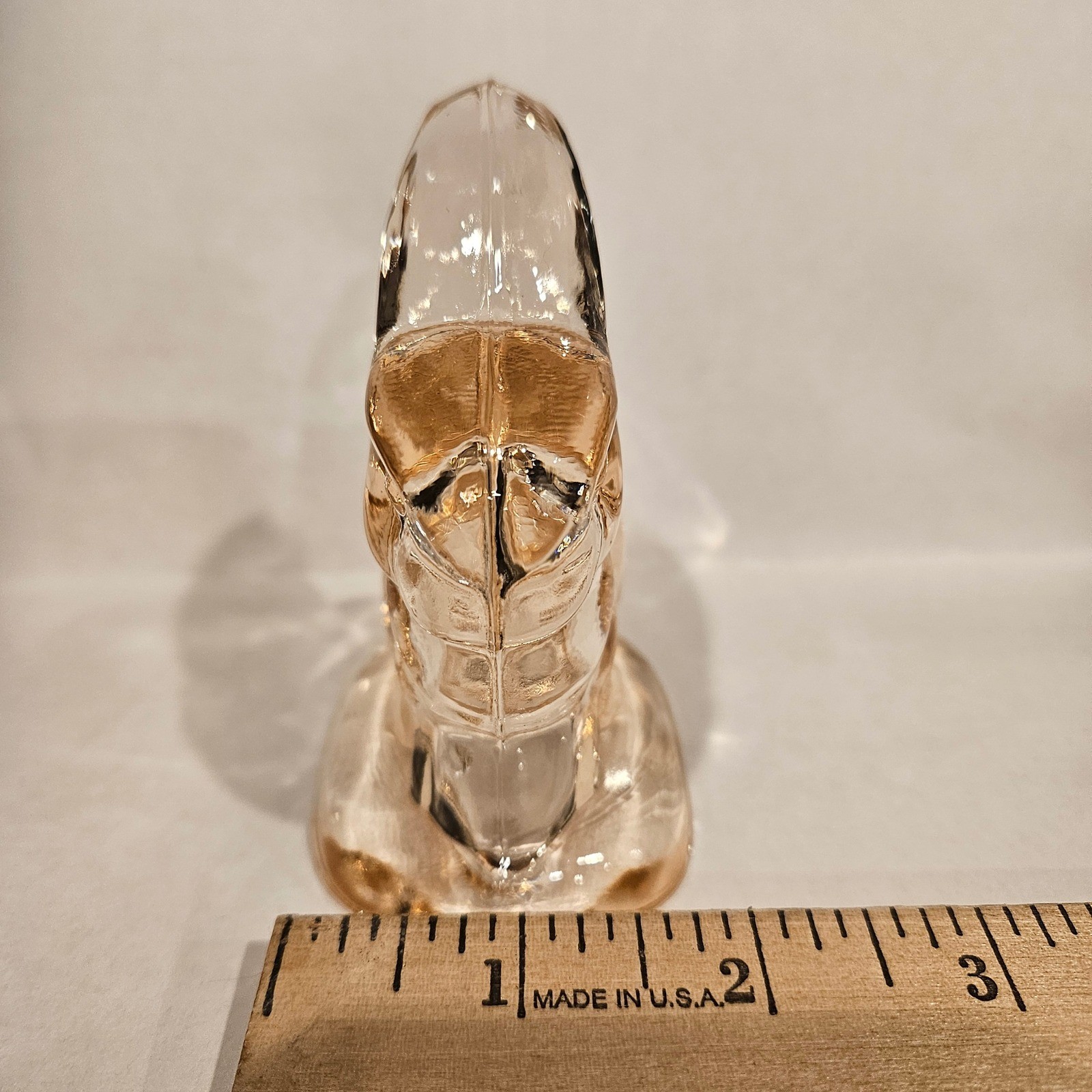 Light Pink Pressed Glass Bunny Rabbit Figurine Easter Decor Small 2.75″ 5 oz Vtg