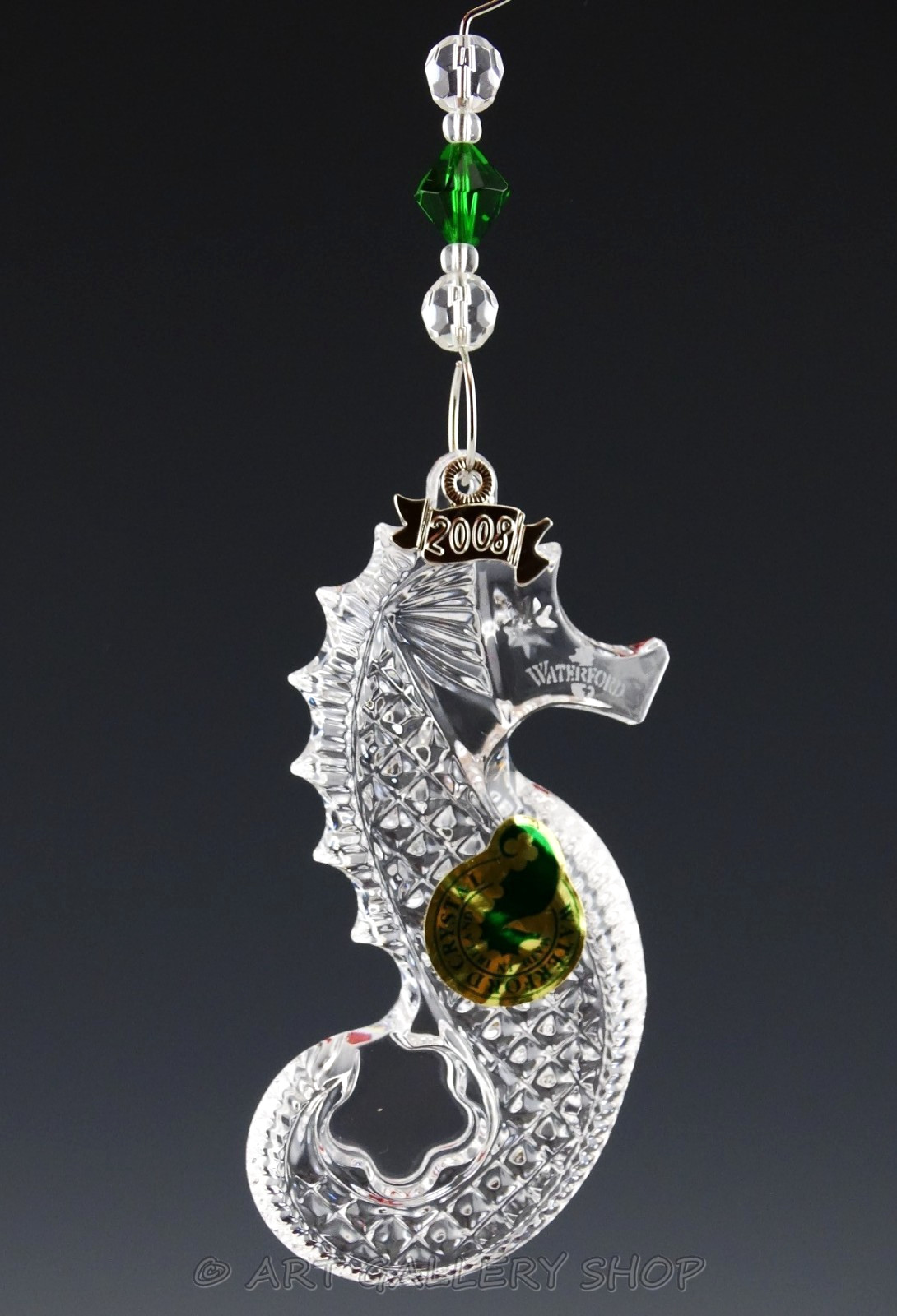 Waterford Ireland Crystal 146641 ANNUAL SEAHORSE ORNAMENT WITH ENHANCER 2008 Box