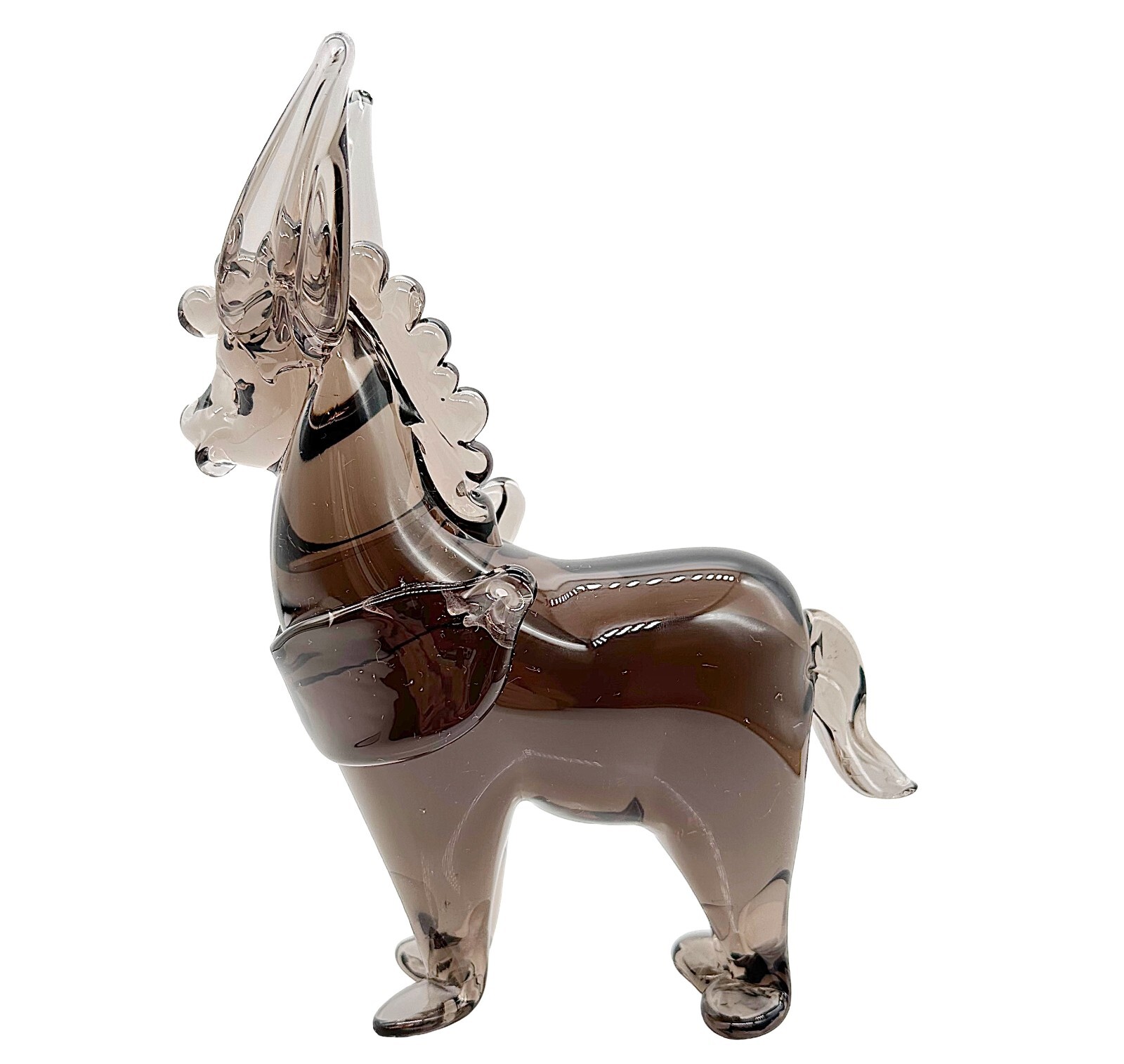 Licio Zanetti Murano Glass Smoke Gray Donkey Mule SIGNED