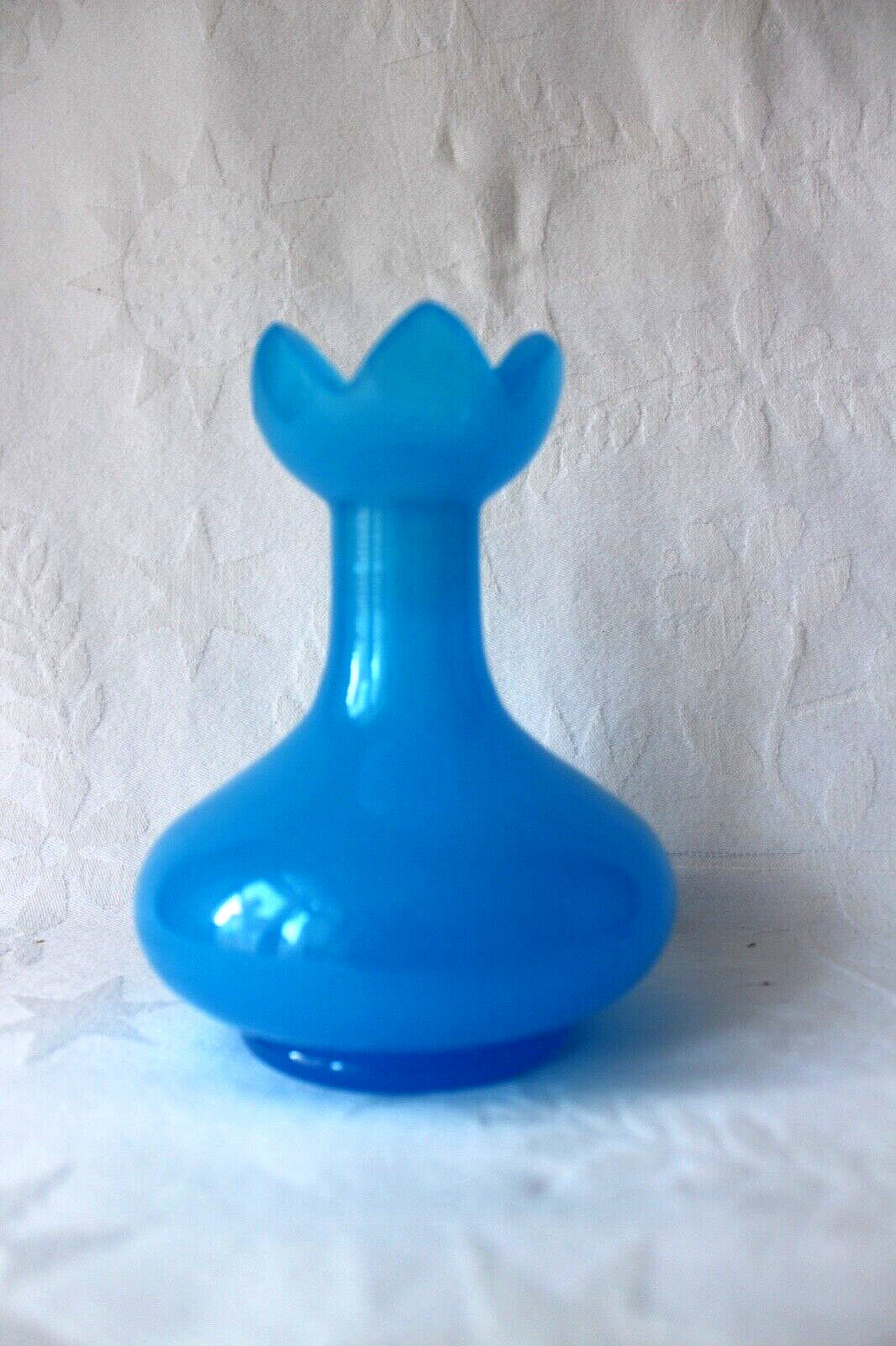 Antique French blue opaline glass perfume bottle 1845-1870