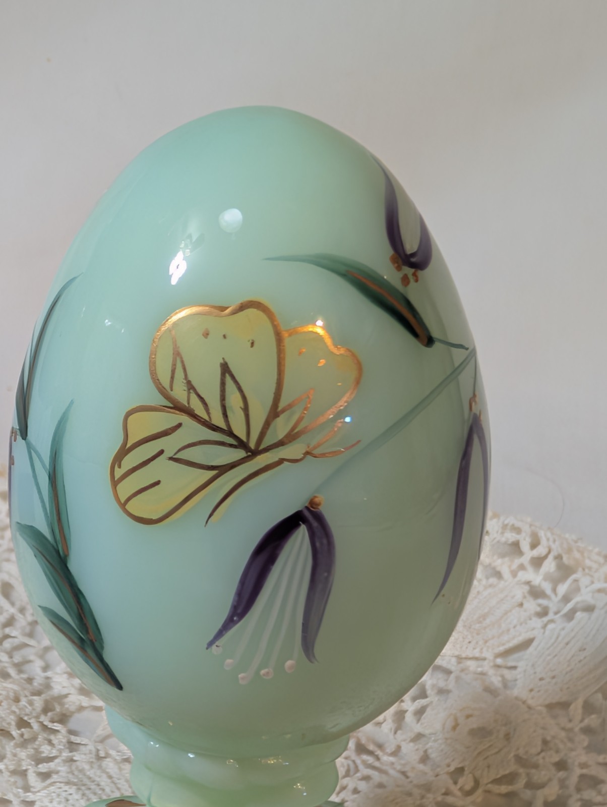 Vintage Fenton Jadeite Glass Egg Limited Edition #949/3000 Signed By D. Robinson