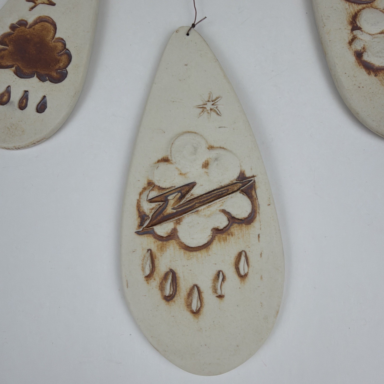 VTG Hidden Cove Pottery Dragon Wind Chime Rustic Weather Rain Cloud Star Moon