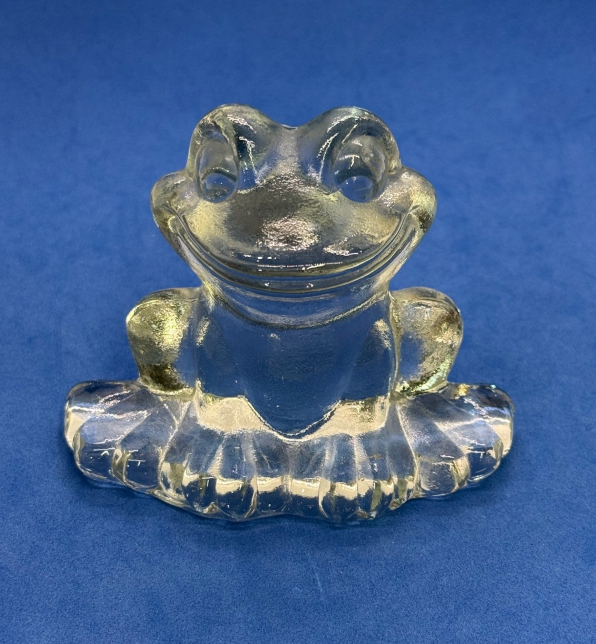 Goebel Clear Glass Sitting Frog large Eyes Paperweight 1980’s from West Germany