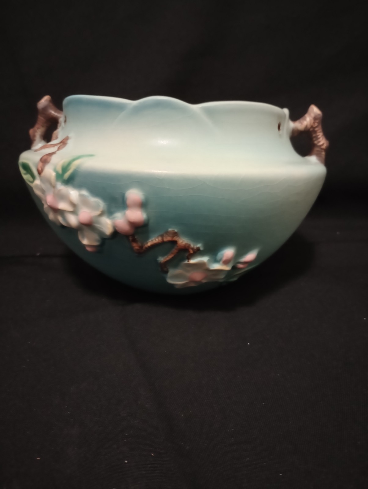 Roseville Pottery Apple Blossom Pattern Hanging Planter Basket 1948-52