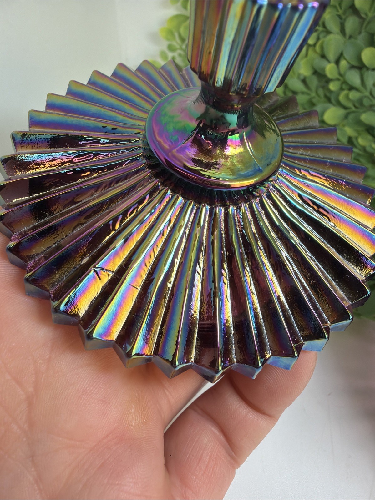 Fenton Ribbed Amethyst Purple Carnival Glass Trinket Jewelry Box Fabulous